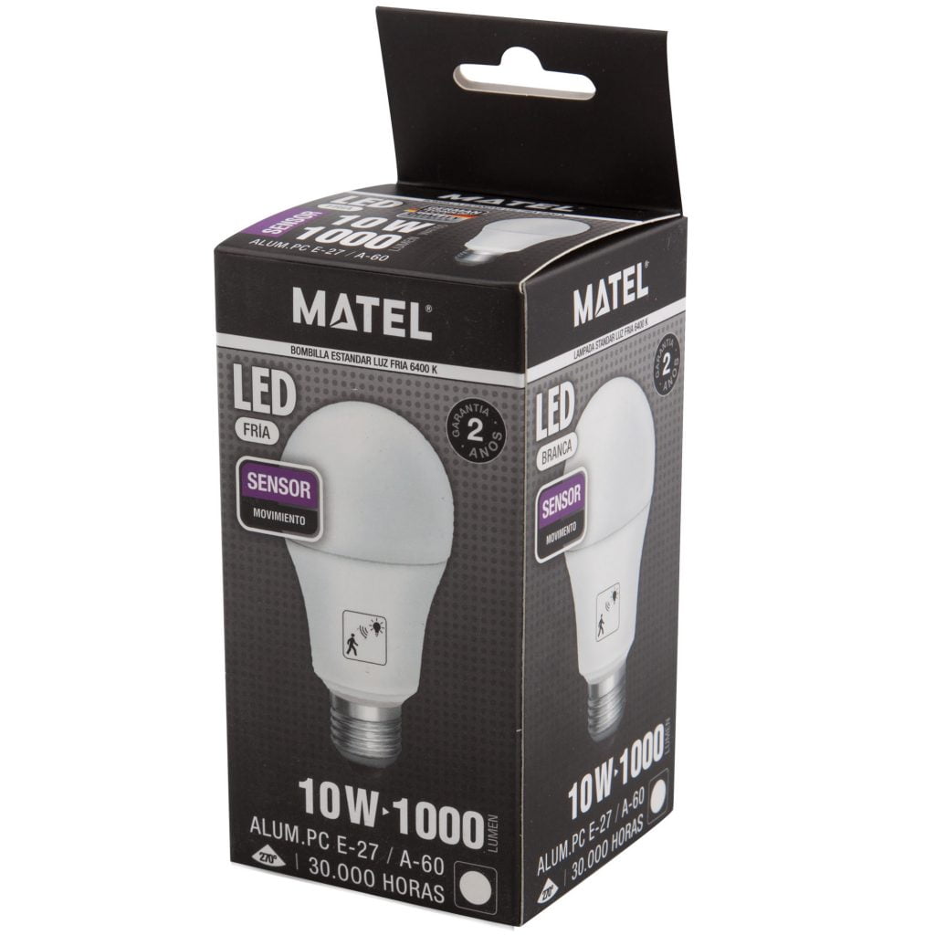 BOMBILLA LED MATEL SENSOR MOVIMIENTO E27 10W FRÍA - Imagen 2
