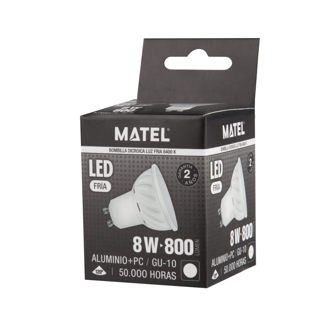 BOMBILLA LED MATEL DICROICA GU10 8W FRÍA - Imagen 2