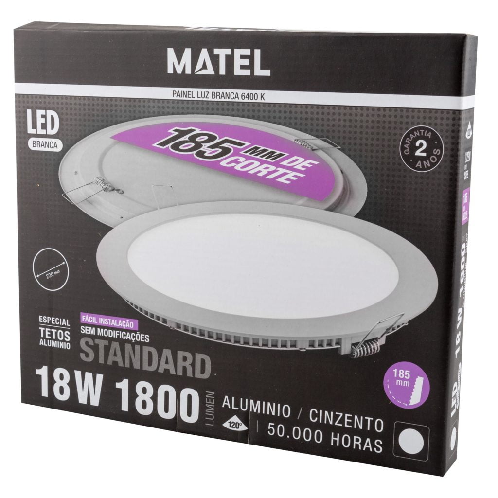DOWNLIGHT LED MATEL REDONDO GRIS 18W FRÍA - Imagen 3
