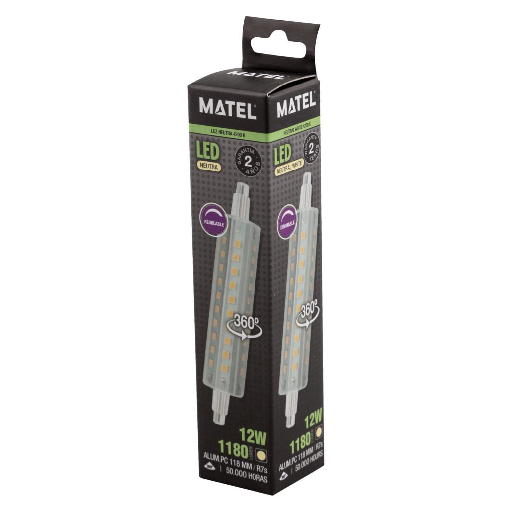 BOMBILLA LED MATEL LINEAL 118MM 12W REGULABLE NEUTRA - Imagen 2
