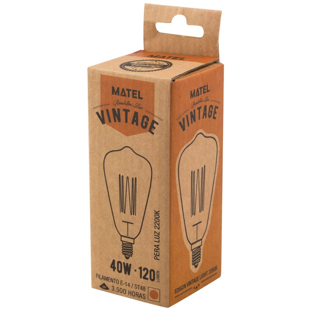 BOMBILLA LED MATEL EDISON E14 PERA VINTAGE 40W - Imagen 2