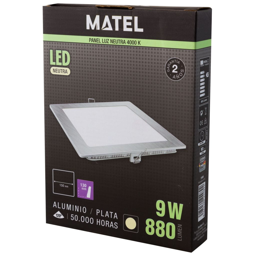 DOWNLIGHT LED MATEL CUADRADO PLATA 9W NEUTRA - Imagen 2