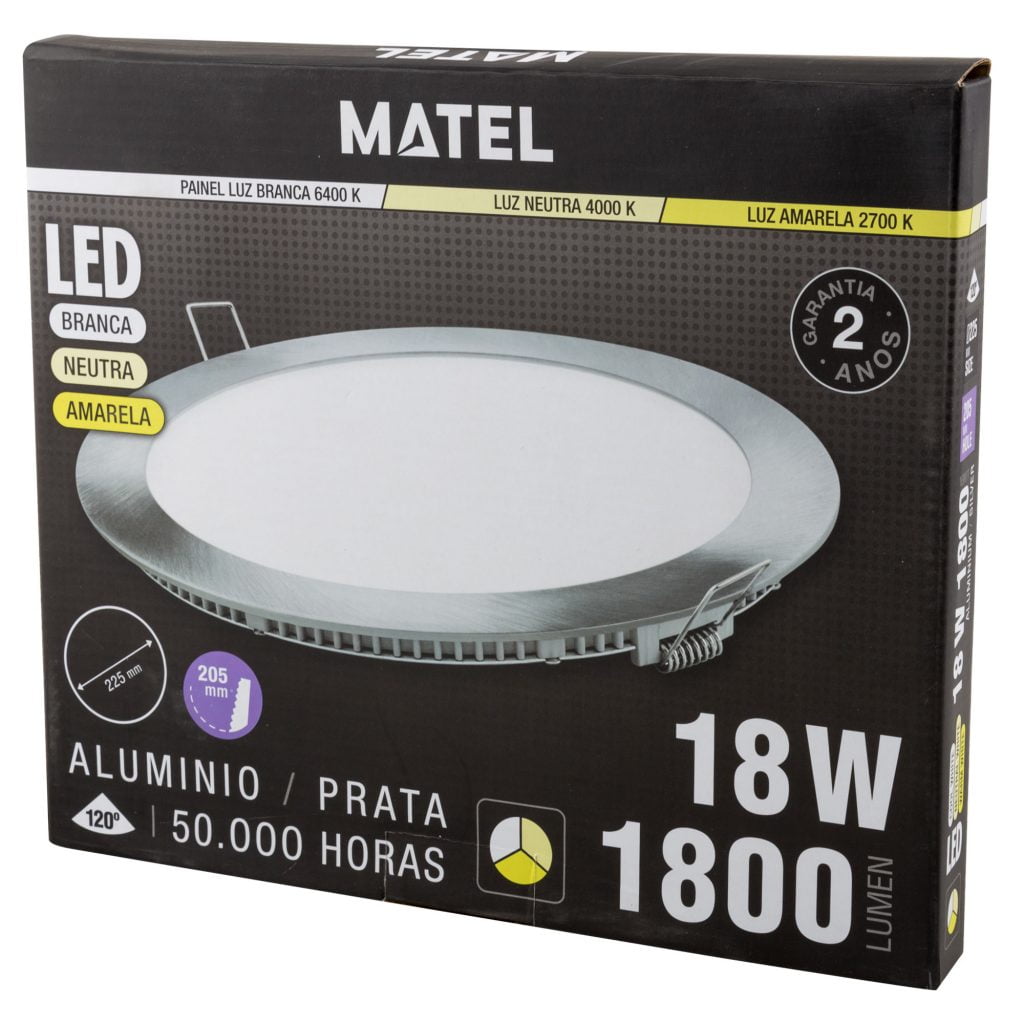 DOWNLIGHT LED MATEL REDONDO PLATA 18W TRICOLOR - Imagen 2