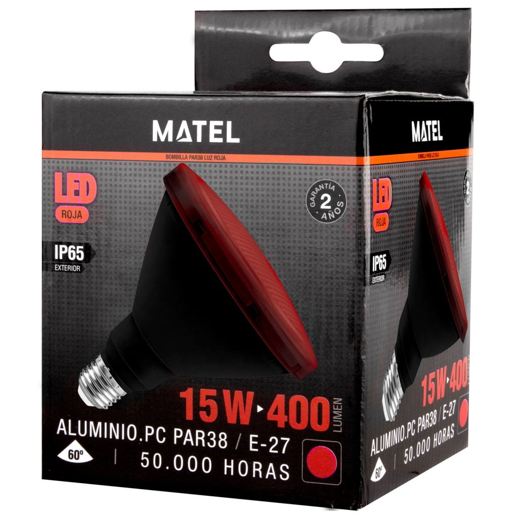 BOMBILLA LED MATEL PAR38 IP65 E27 15W ROJA - Imagen 2