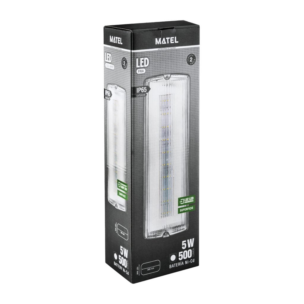 LUZ EMERGENCIA LED MATEL 5W 500LM IP65 34CM - Imagen 2