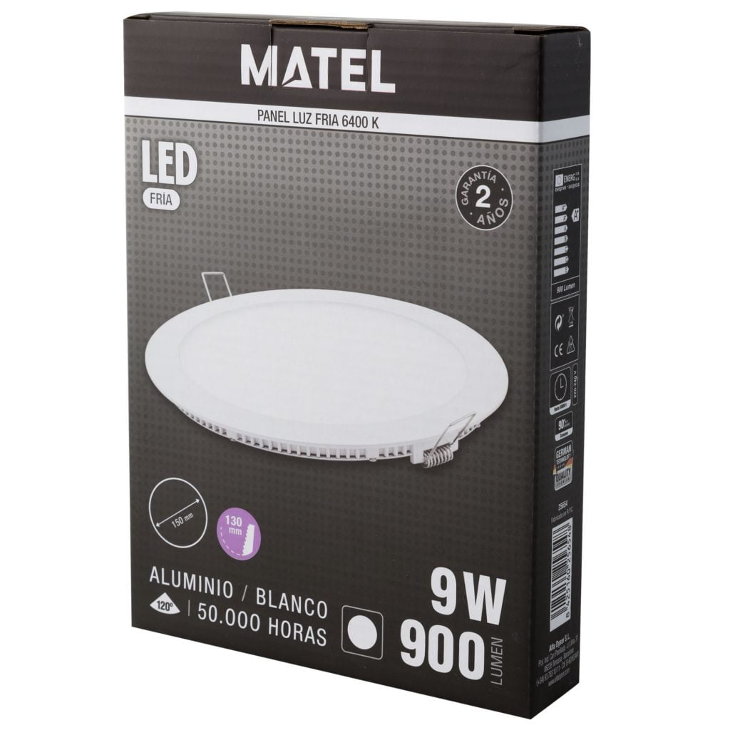 DOWNLIGHT LED MATEL REDONDO BLANCO 9W FRÍA - Imagen 2