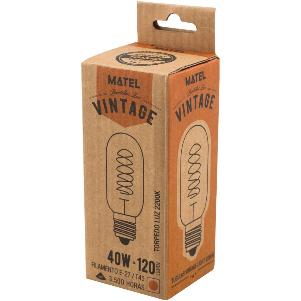 BOMBILLA LED MATEL EDISON E27 T45 VINTAGE 40W - Imagen 2