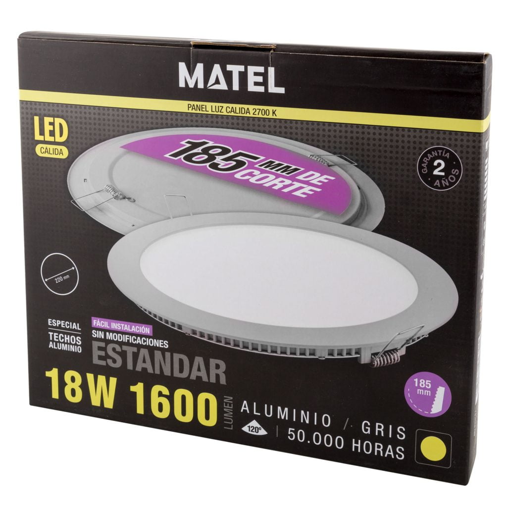 DOWNLIGHT LED MATEL REDONDO GRIS 18W CÁLIDA - Imagen 2