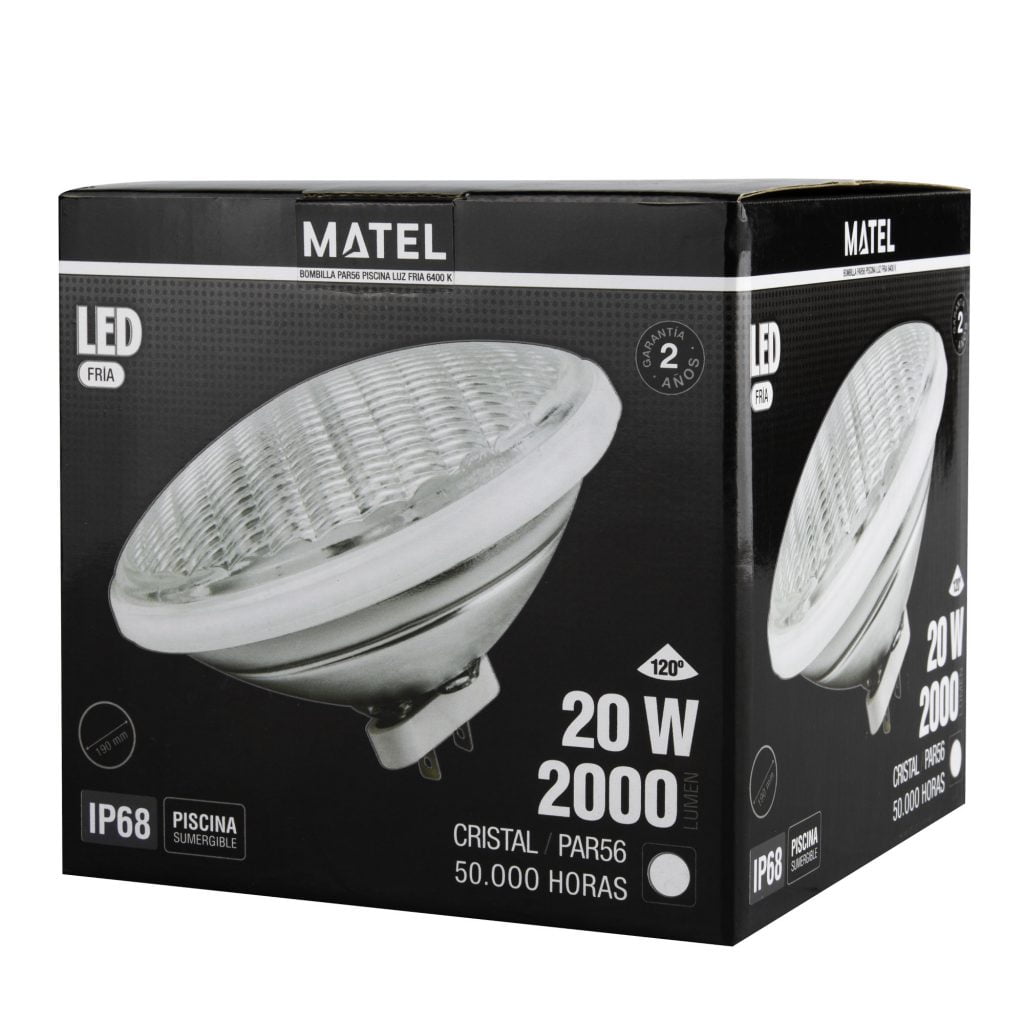 BOMBILLA LED MATEL PISCINA PAR56 IP68 20W 12V FRÍA - Imagen 2
