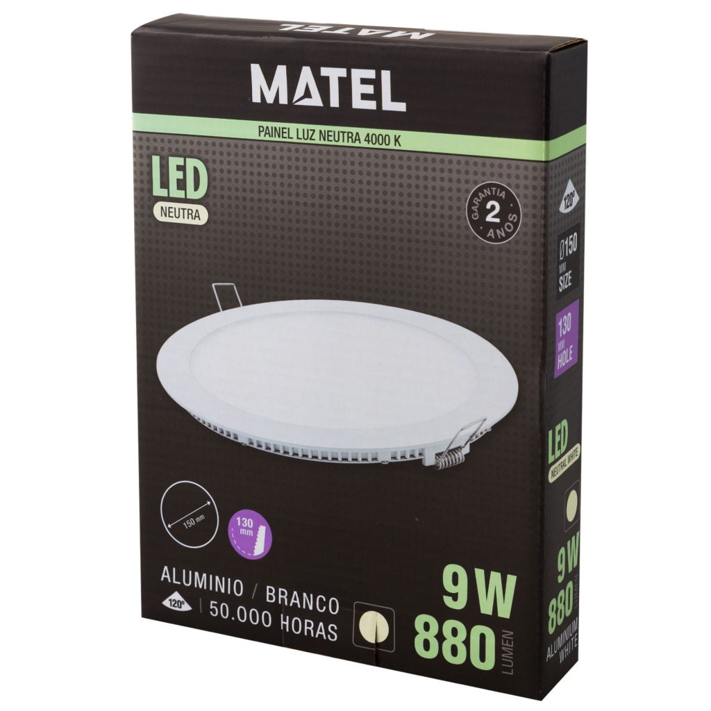DOWNLIGHT LED MATEL SUPERFICIE REDONDO PLATA 12W CÁLIDA en caja