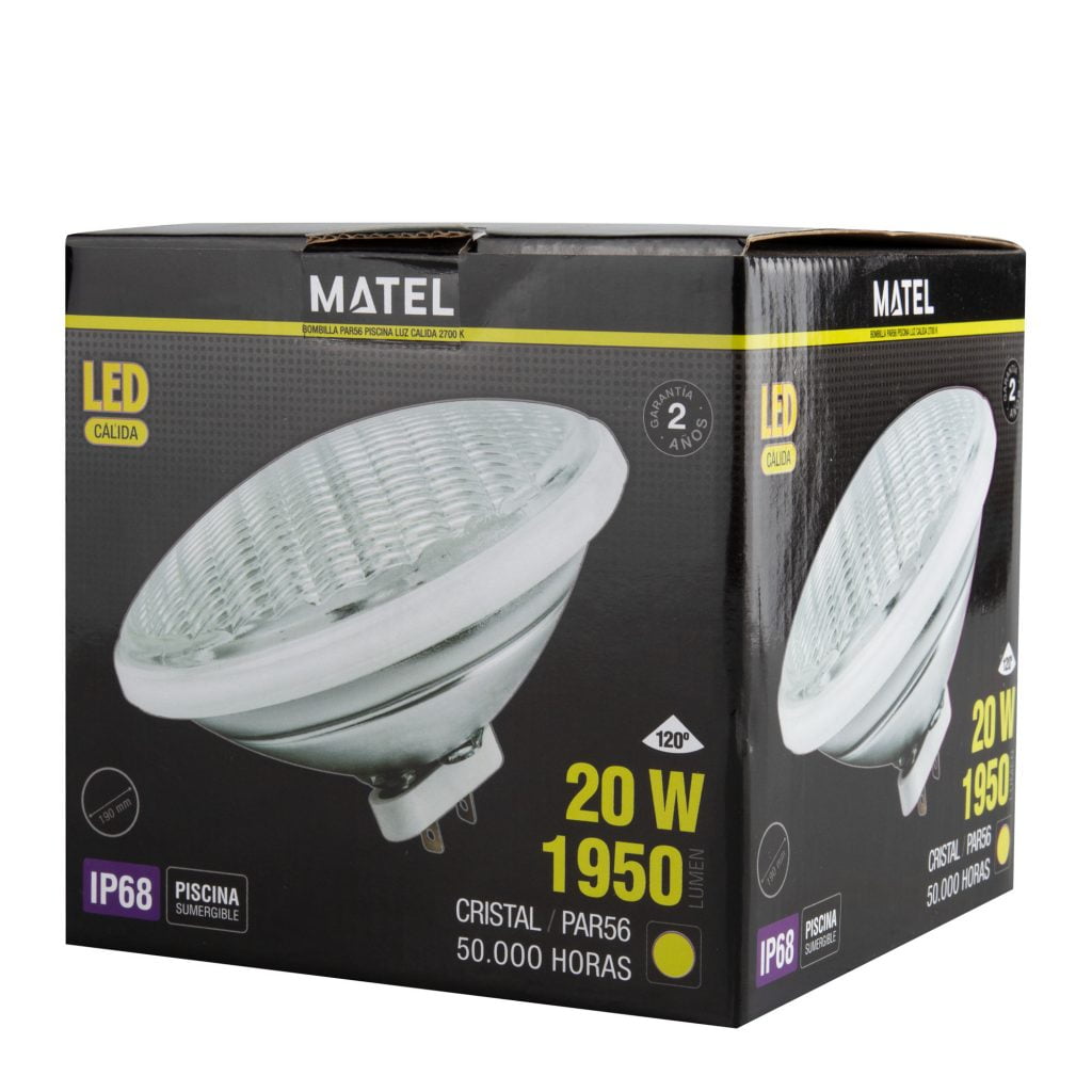 BOMBILLA LED MATEL PISCINA PAR56 IP68 20W 12V CÁLIDA - Imagen 2