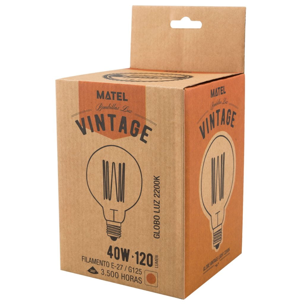 BOMBILLA LED MATEL EDISON E27 G125 VINTAGE 40W - Imagen 2