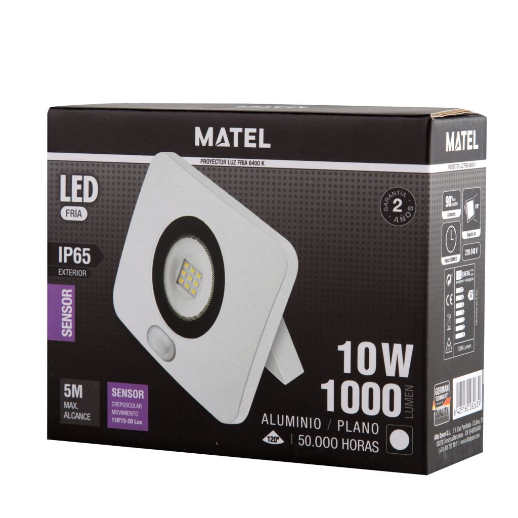 PROYECTOR LED MATEL SENSOR BLANCO IP65 10W FRÍA - Imagen 2