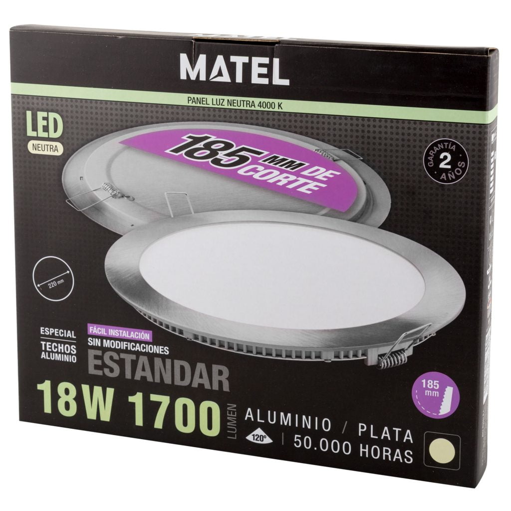 DOWNLIGHT LED MATEL REDONDO PLATA 18W NEUTRA - Imagen 3