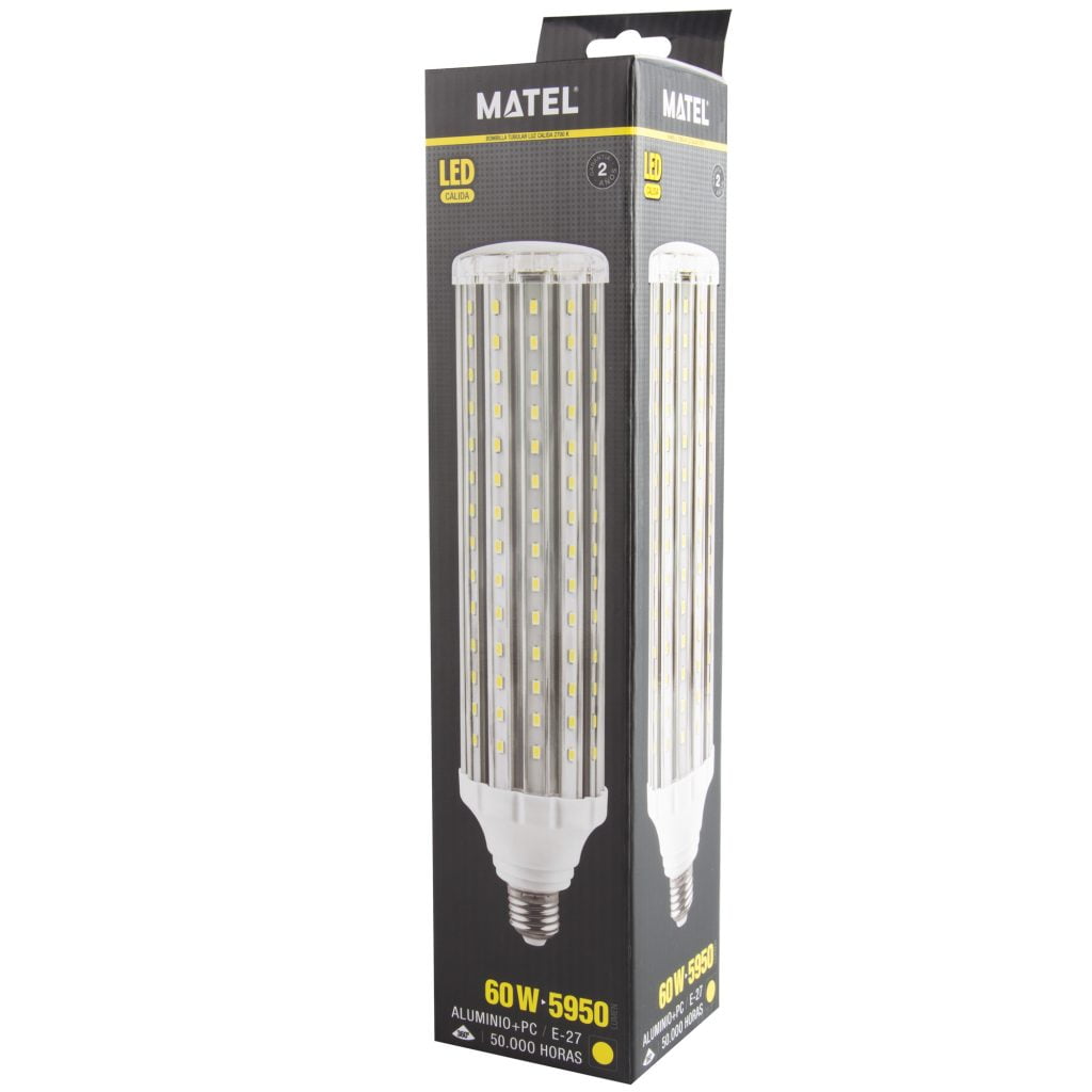 BOMBILLA LED MATEL TUBULAR E27 60W CÁLIDA - Imagen 2