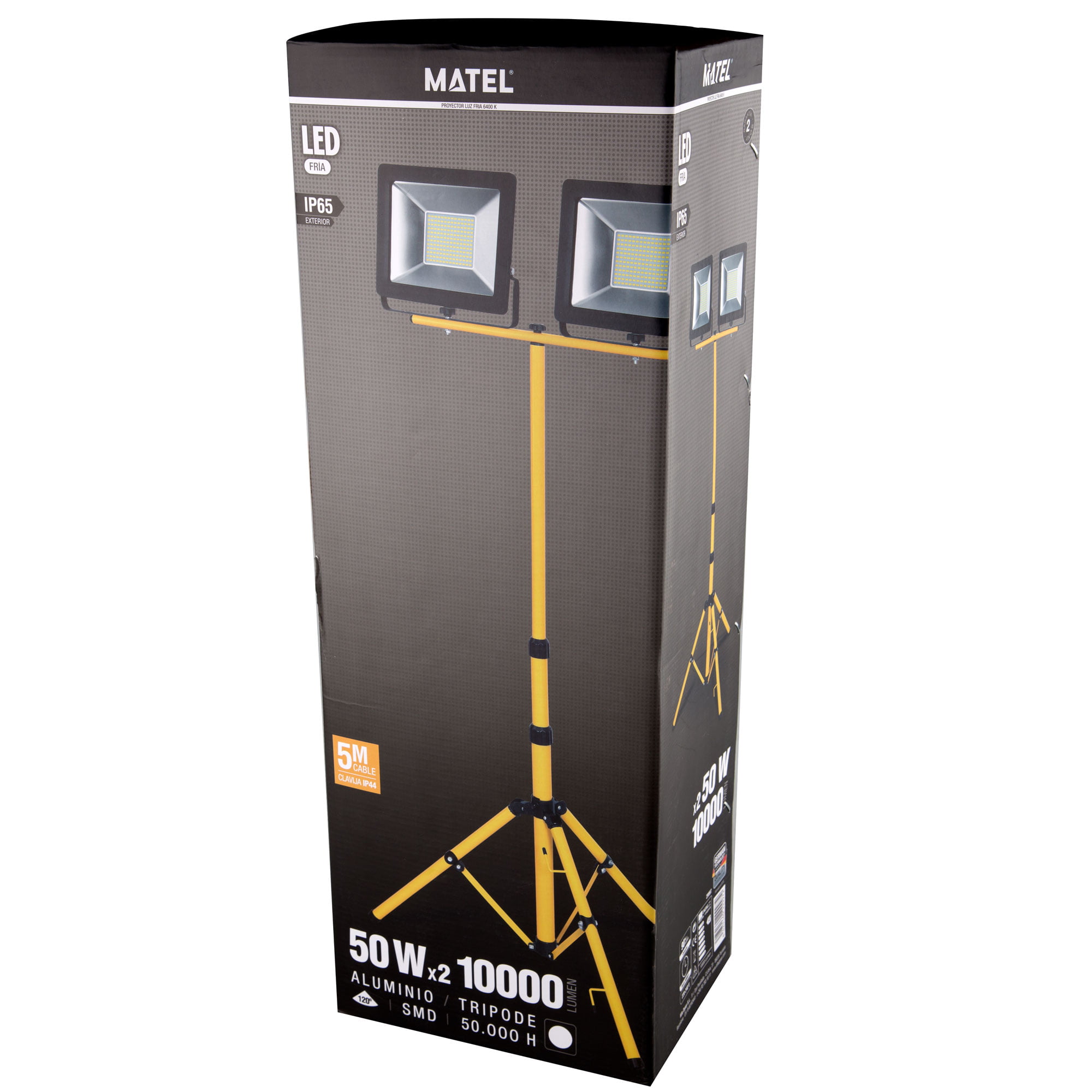 PROYECTOR LED MATEL CON TRÍPODE IP65 2x50W FRÍA - Imagen 2