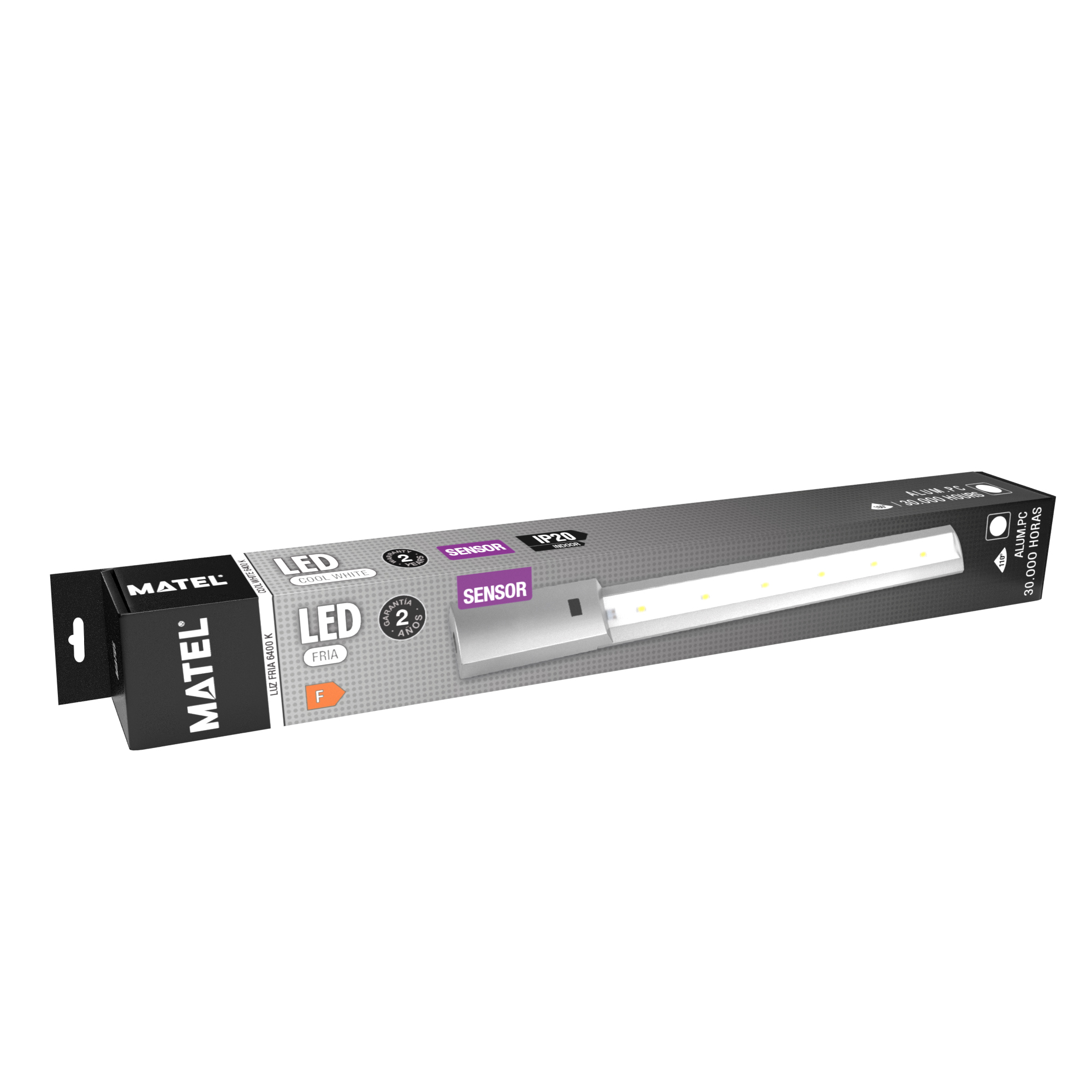 REGLETA LED PLATA CON SENSOR 44 X 5,5CM 7W FRÍA - Imagen 2