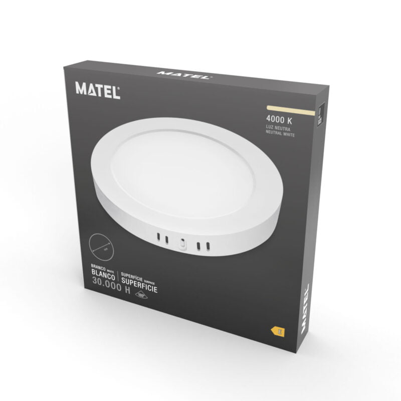 DOWNLIGHT LED MATEL PC SUPERFICIE REDONDO BLANCO 24W NEUTRA - Imagen 2