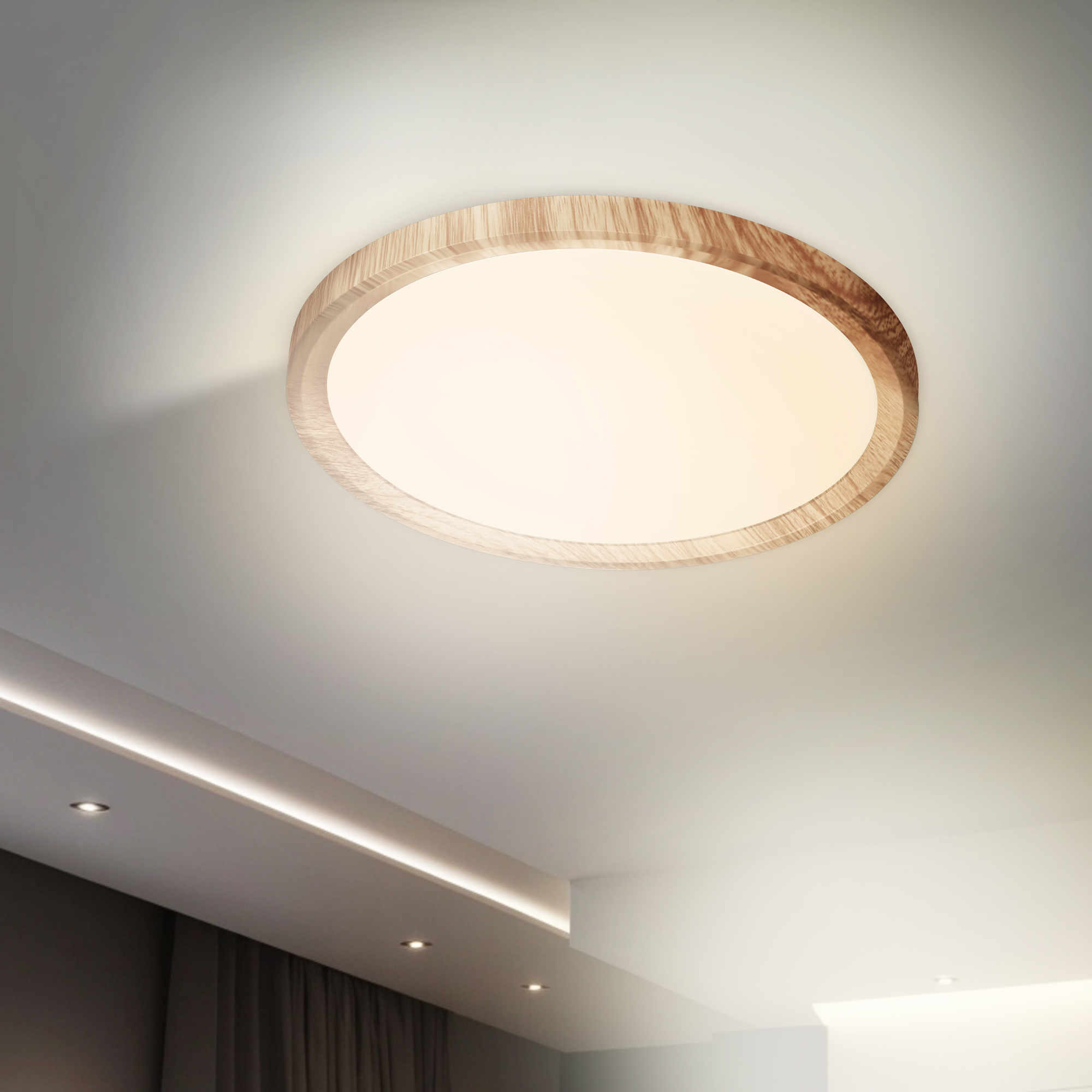 PANEL LED REDONDO SUPERFICIE MADERA NÓRDICA 300MM 24W 3CCT - Imagen 3