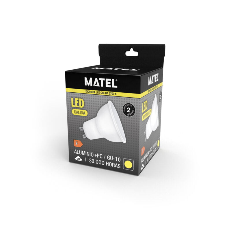 BOMBILLA LED MATEL DICROICA GU10 10W CÁLIDA - Imagen 2