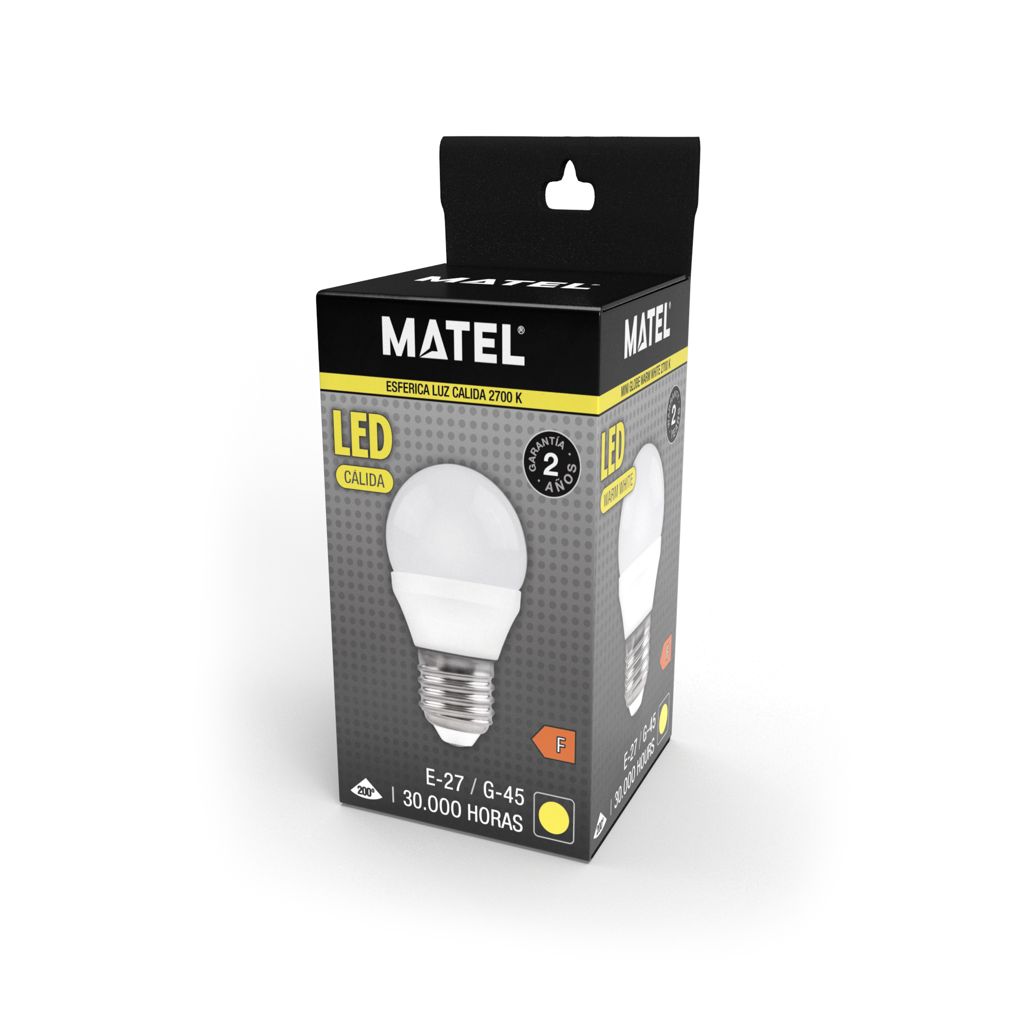 BOMBILLA LED MATEL ESFÉRICA E27 10W CÁLIDA - Imagen 2