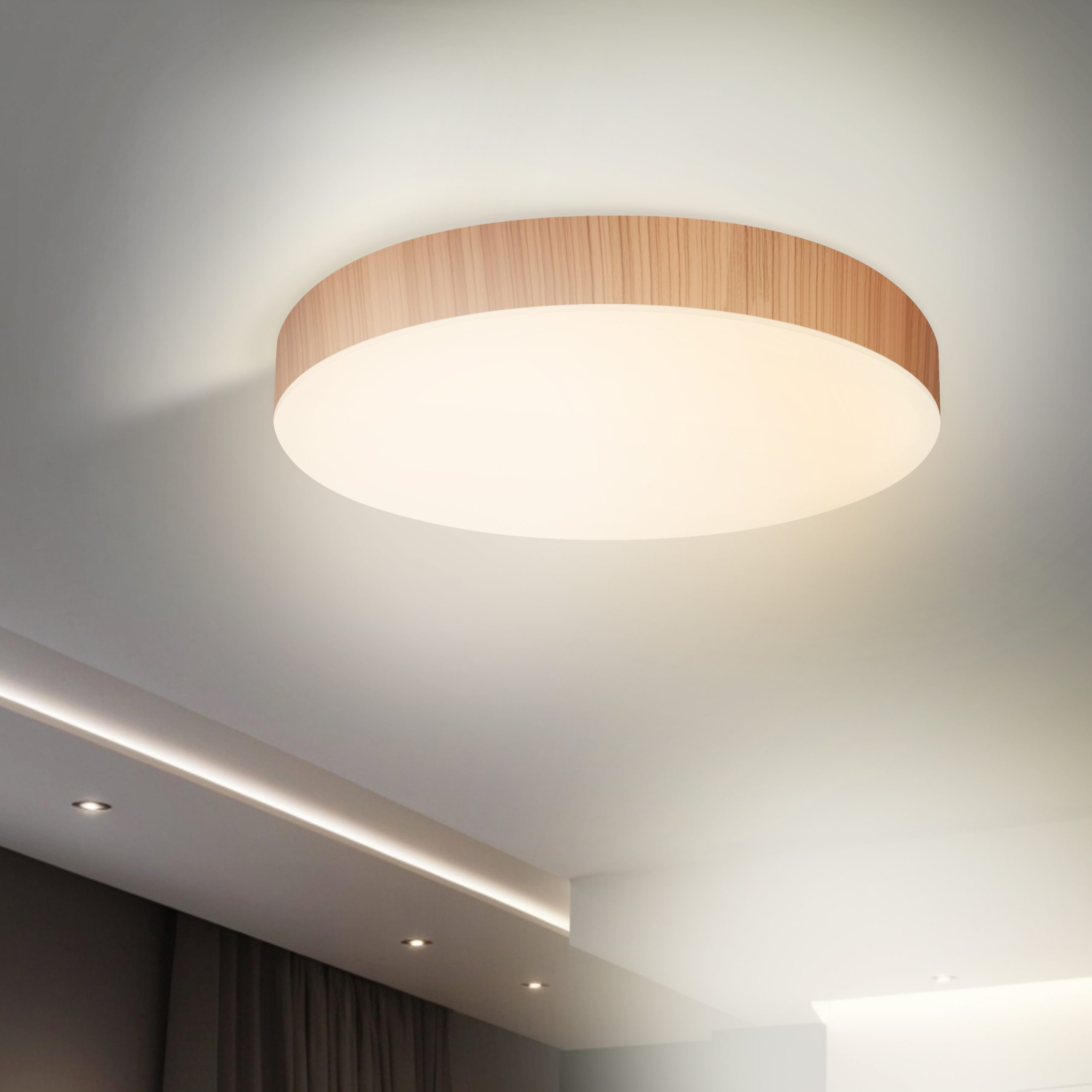 PLAFÓN LED REDONDO SUPERFICIE MADERA NÓRDICA 300MM 24W 3CCT - Imagen 3