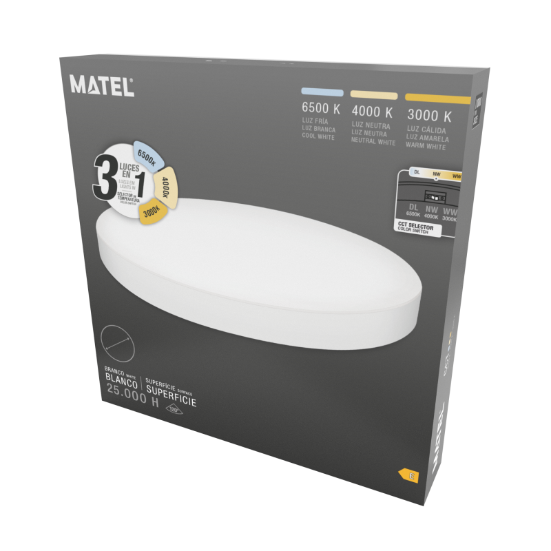 PLAFÓN LED REDONDO SUPERFICIE BLANCO 400MM 36W 3CCT - Imagen 2