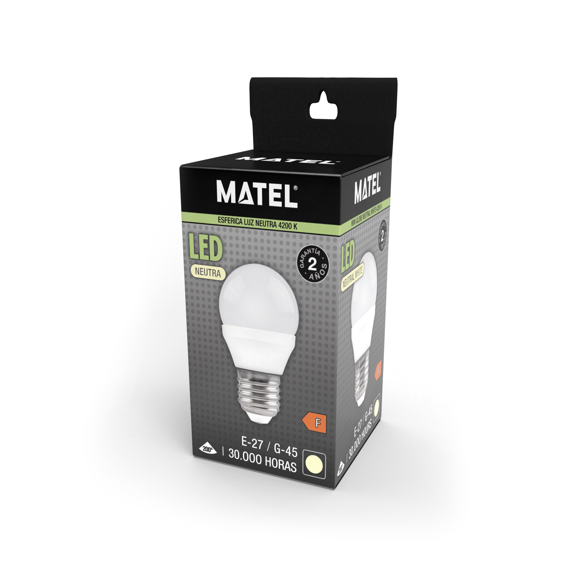 BOMBILLA LED MATEL ESFÉRICA E27 10W NEUTRA - Imagen 2