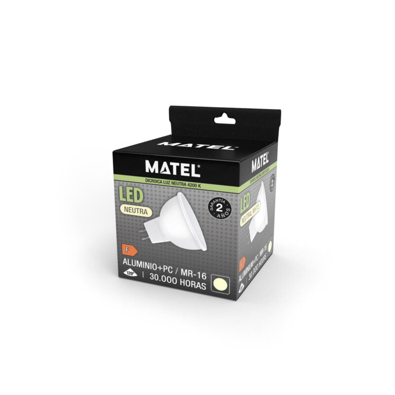 BOMBILLA LED MATEL DICROICA MR16 8W NEUTRA - Imagen 2