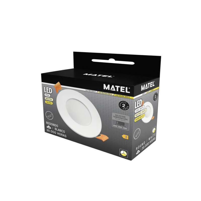 Aro LED fijo redondo blanco 7W CCT IP65 en caja Matel