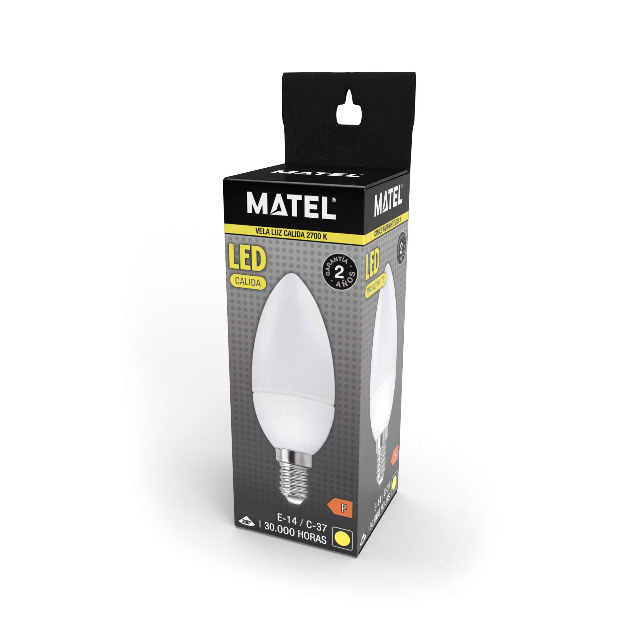 BOMBILLA LED MATEL VELA E14 10W CÁLIDA - Imagen 2