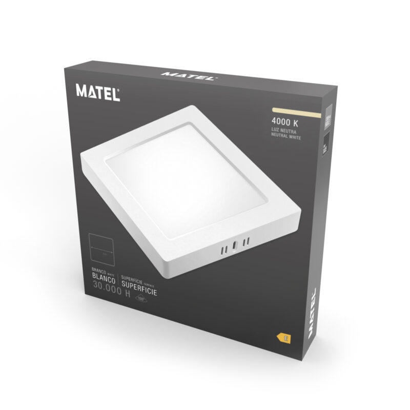 Embalaje del Downlight LED PC superficie cuadrado blanco 18W Matel