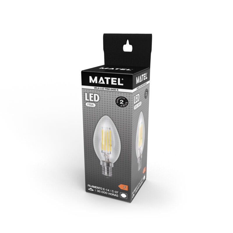 BOMBILLA LED MATEL VELA FILAMENTO CLARA E14 6W FRÍA - Imagen 2