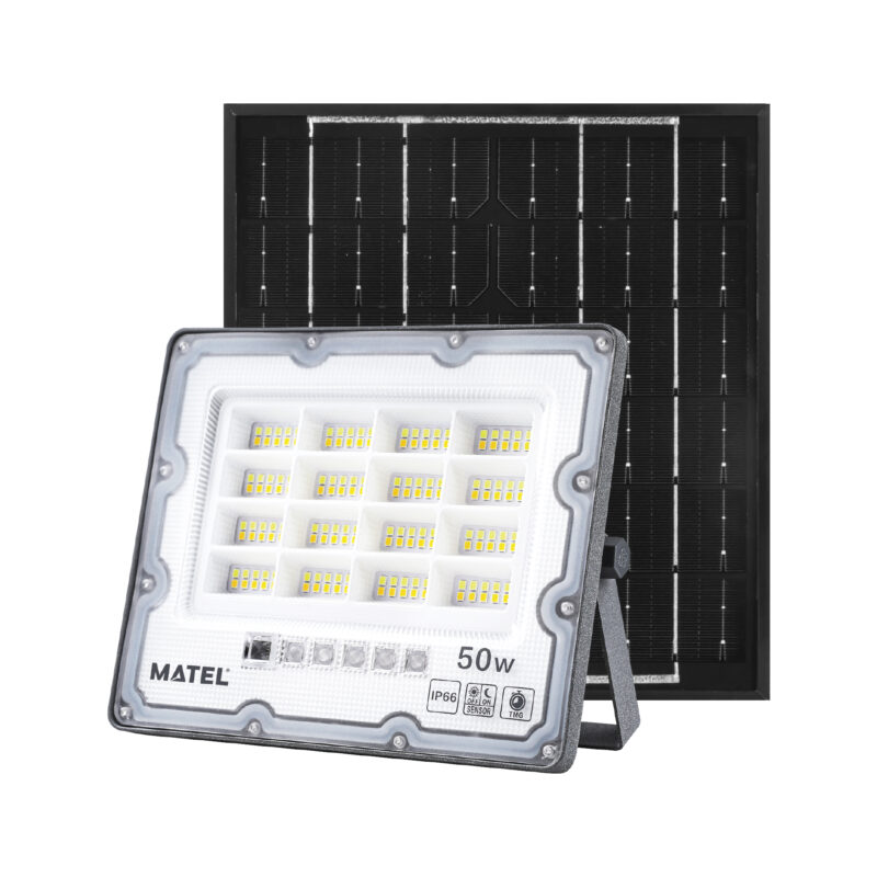 PROYECTOR LED SOLAR IP65 GRIS 50W CCT