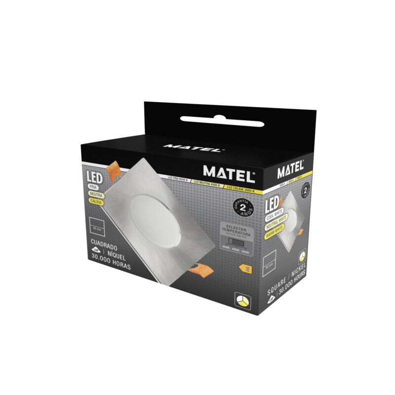 ARO LED BASCULANTE IP20 CUADRADO NIQUEL 7W CCT - Imagen 3