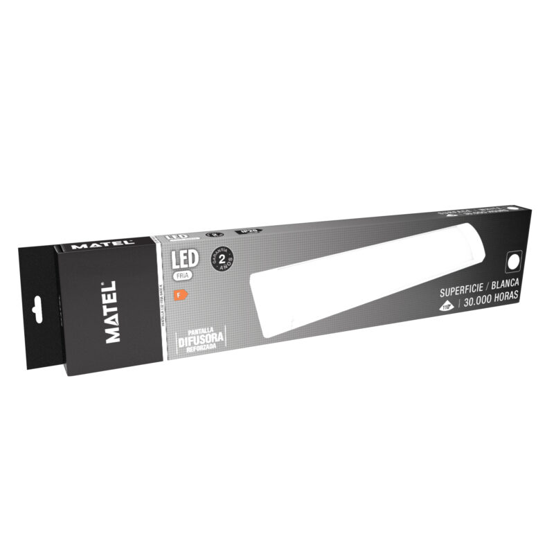 Pantalla LED 120x13 cm 48W fría 6400K en caja Matel