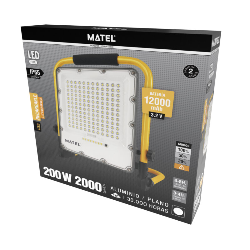 PROYECTOR LED PLEGABLE RECARGABLE IP65 200W FRÍA - Imagen 2