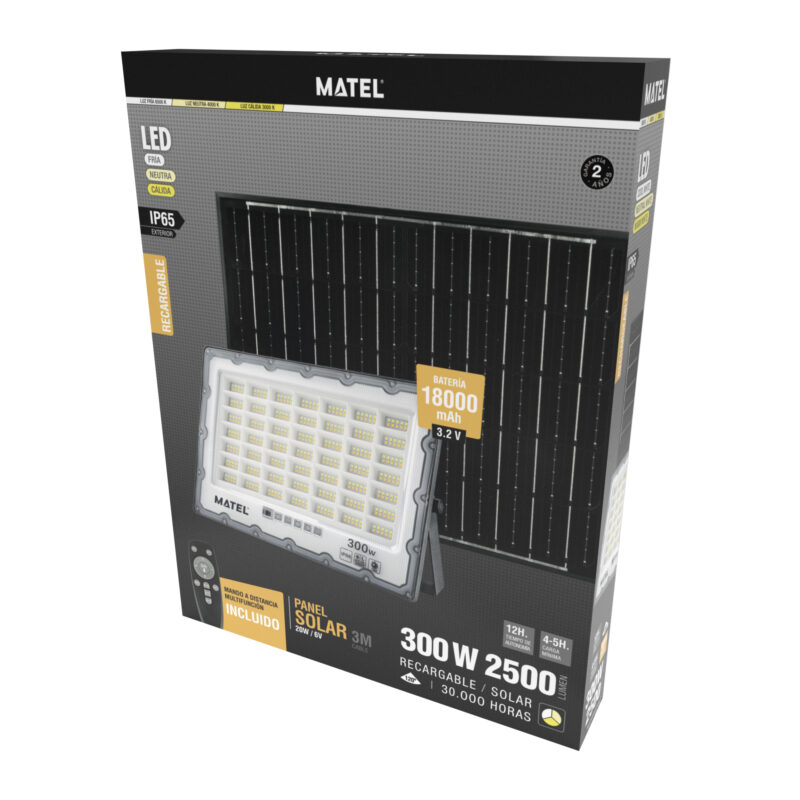 PROYECTOR LED SOLAR IP65 GRIS 300W CCT - Imagen 5